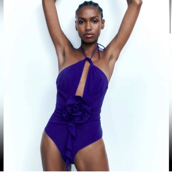 Zara floral halter bodysuit Size Small - Picture 1 of 13